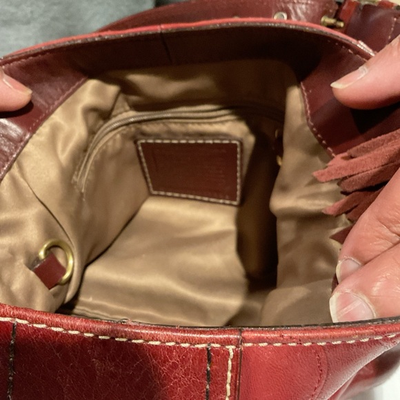 Coach Red Leather Shoulder Bag with Gold Accents - Picture 3 of 4